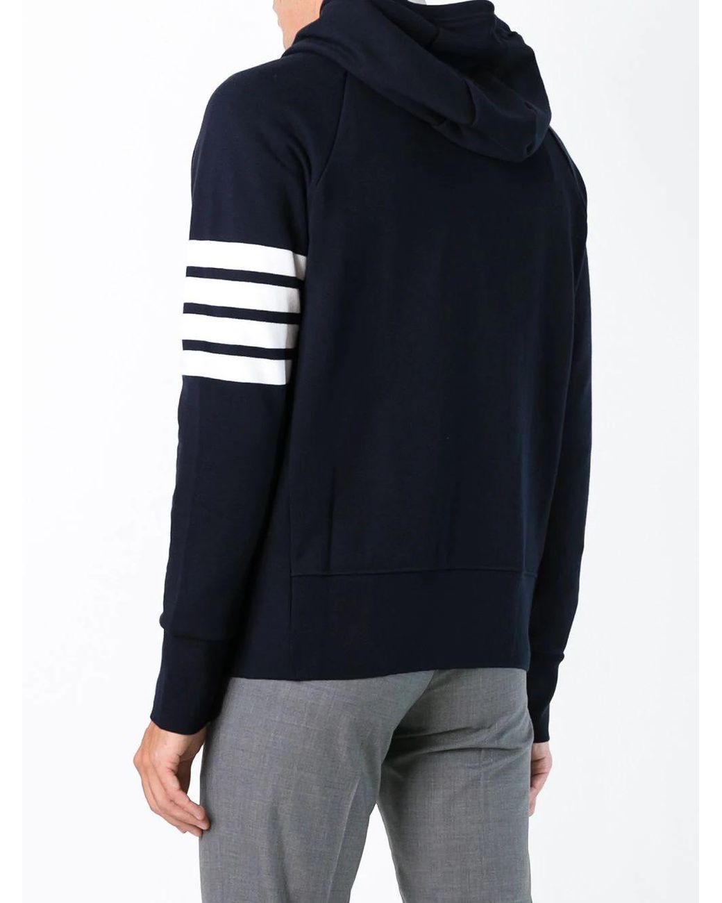 Thom Browne Blue Sweatshirt With 4-Stripe Detail for men
