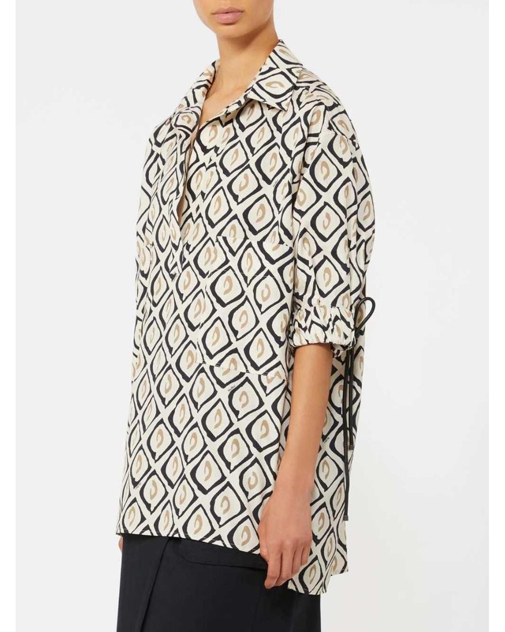 Max Mara White Oversized Printed Poplin Shirt