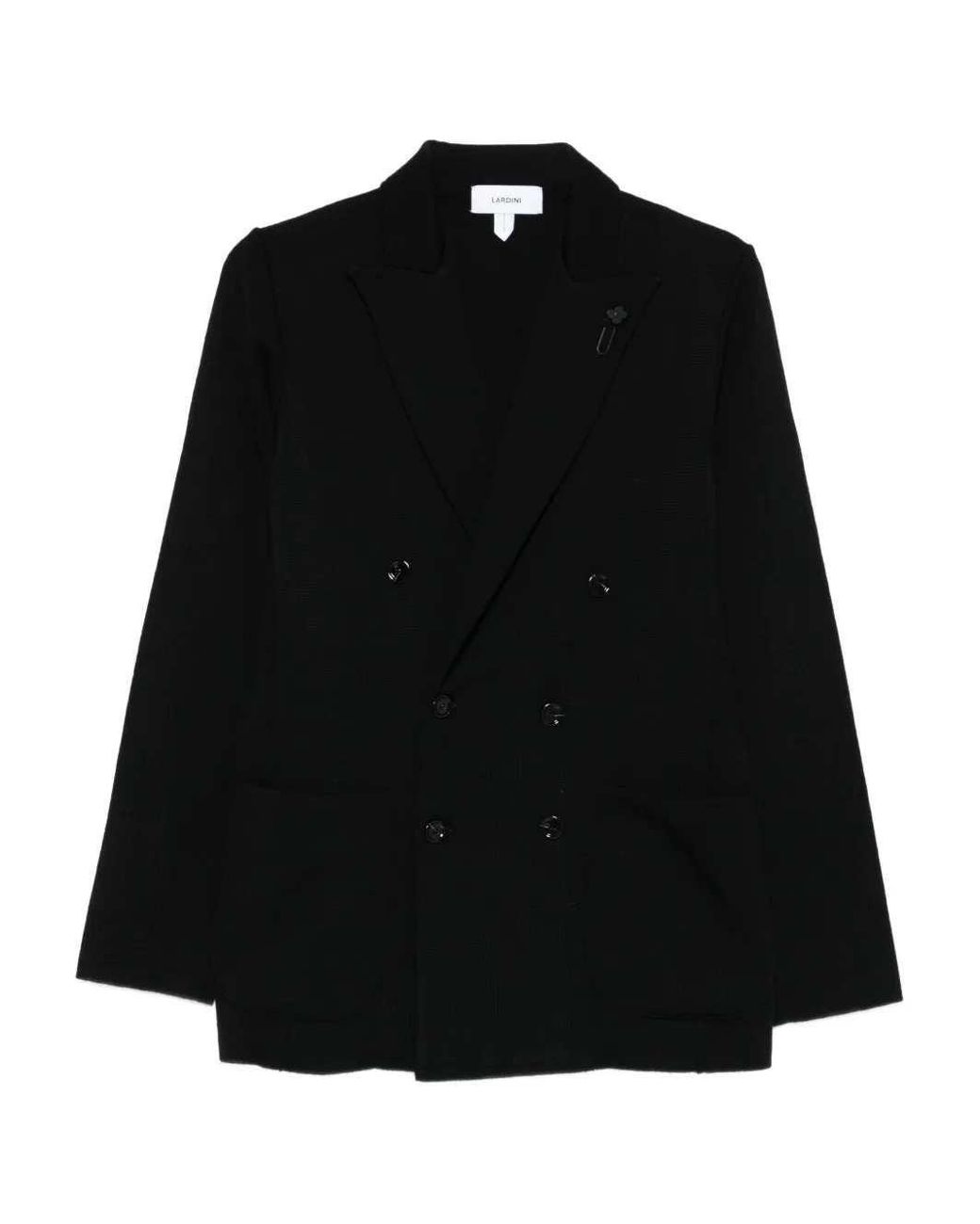 Lardini Black Double-Breasted Wool Suit for men