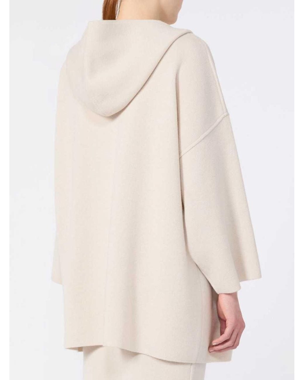 Max Mara White Wool And Cashmere Hooded Cardigan