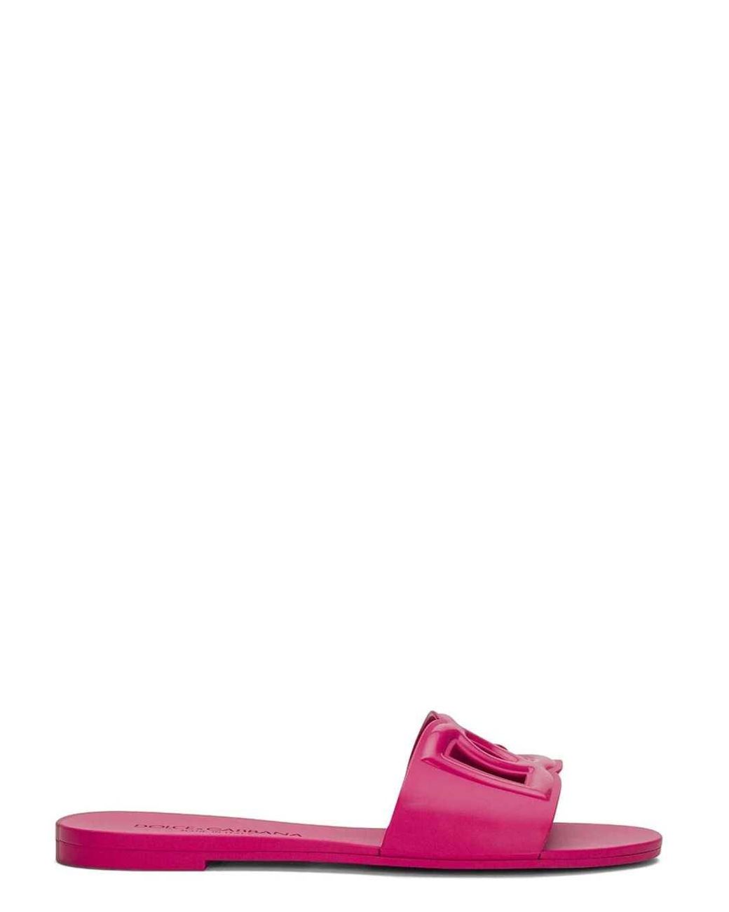 Dolce & Gabbana Pink Fuchsia Slides With Dg Logo