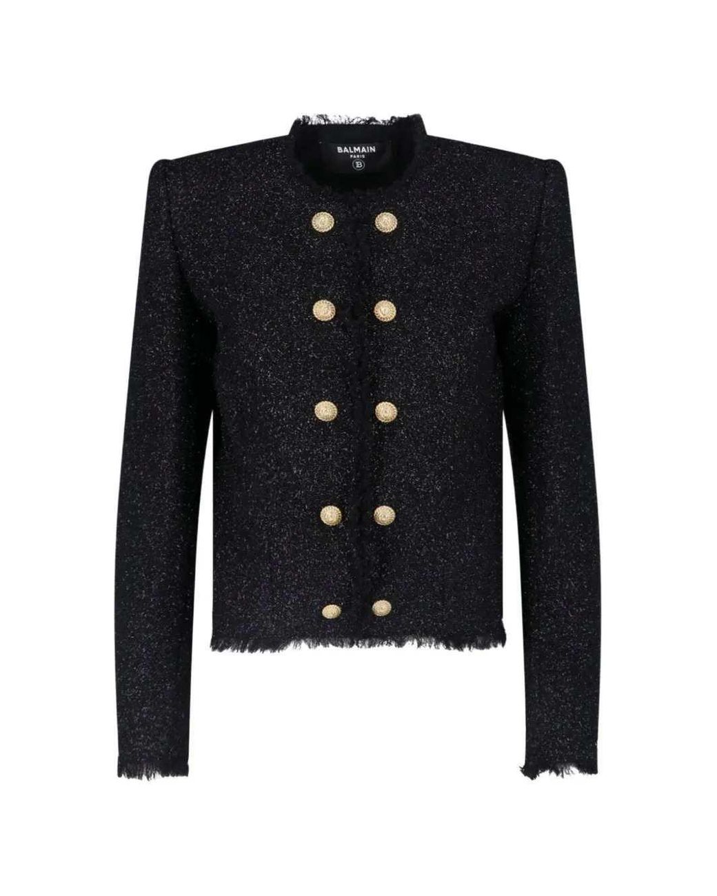 Balmain Blue Tweed Jacket With Lion-Head Buttons