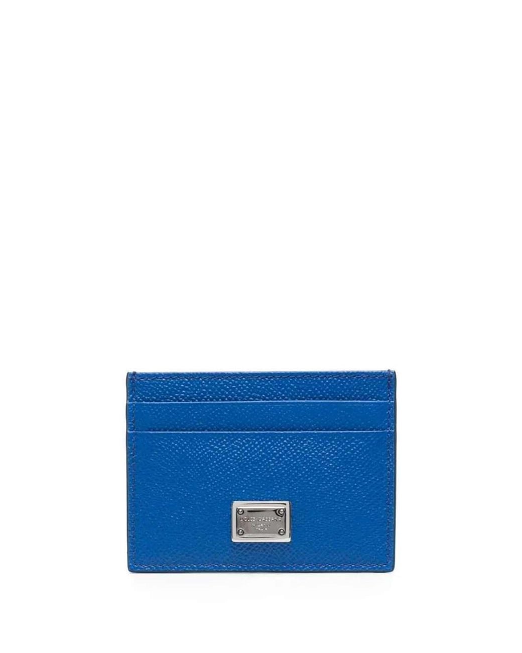 Dolce & Gabbana Blue Dauphine Leather Card Holder for men