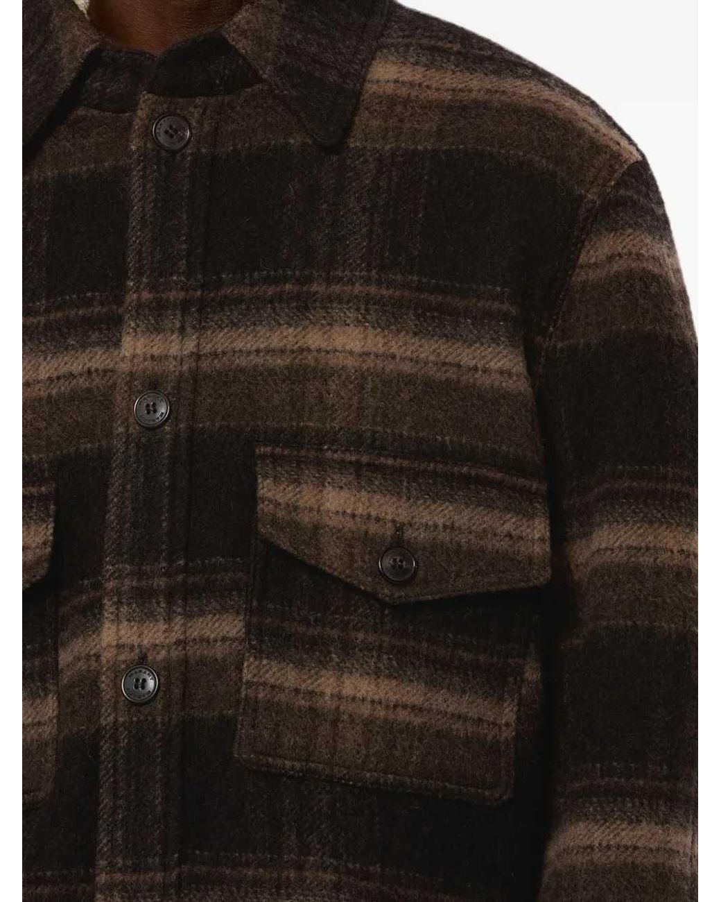 Isabel Marant Black Kervon Check Wool-Blend Overshirt for men