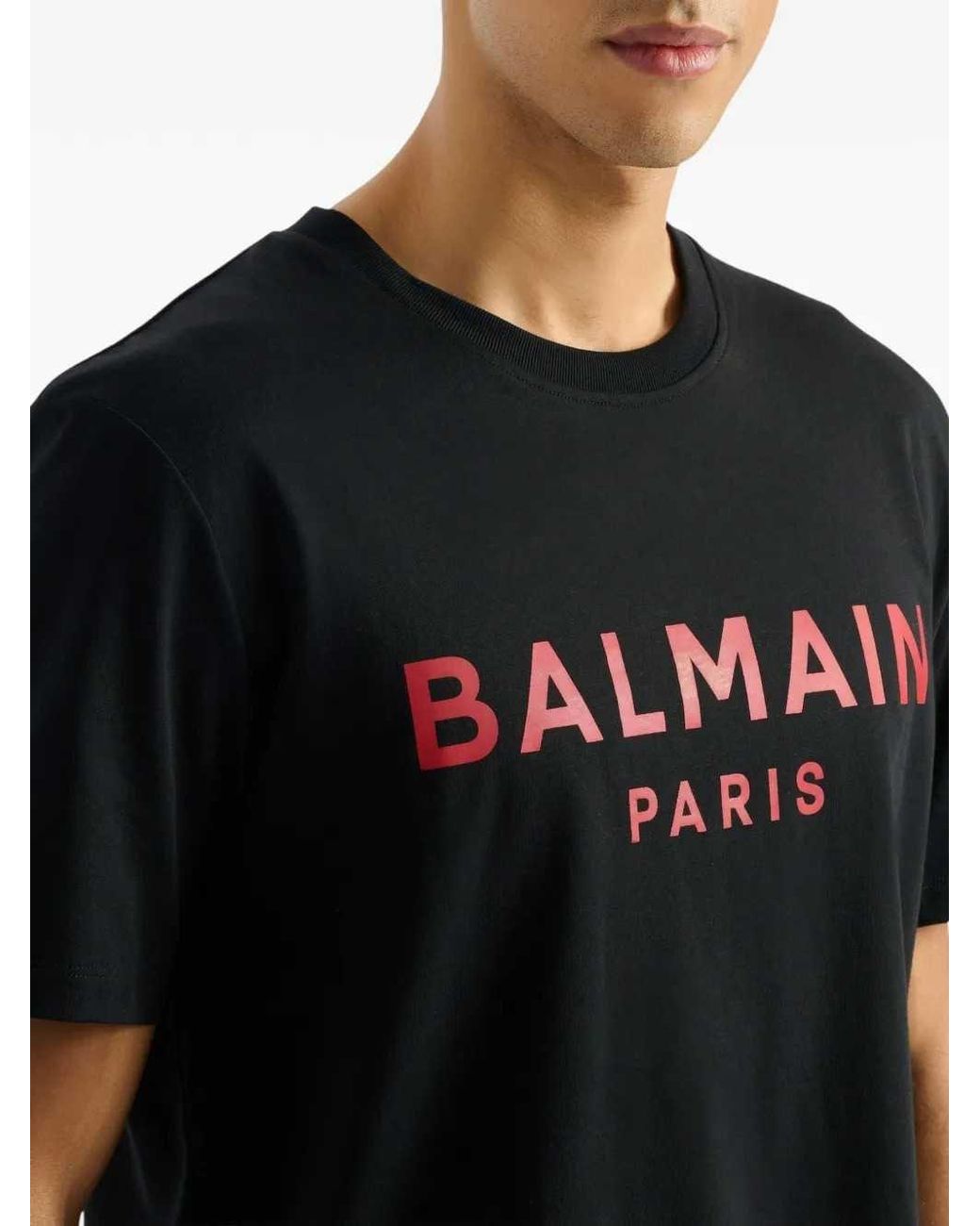 Balmain Black Paris Print T-Shirt for men