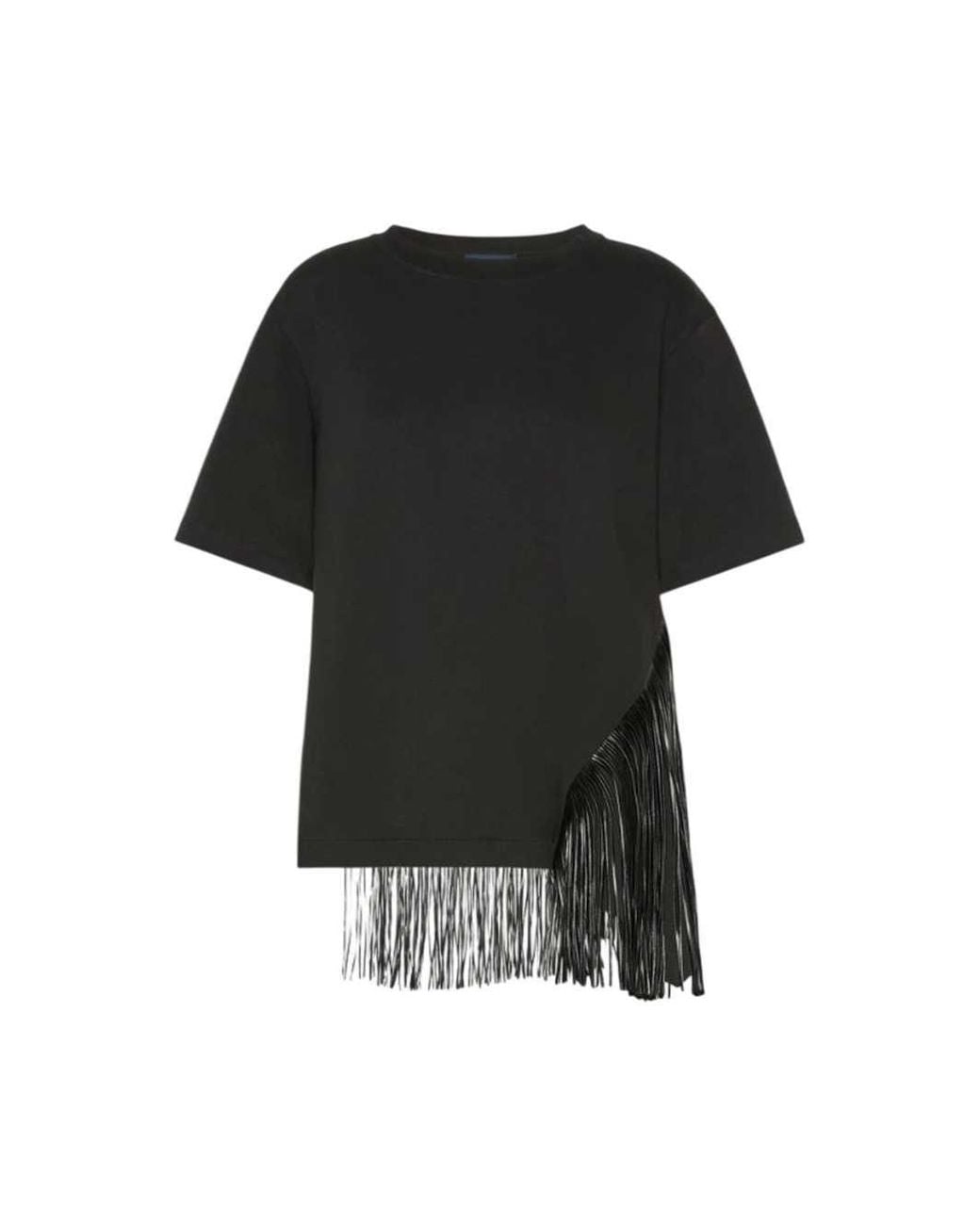 Sportmax Black T-Shirt With Fringe Details