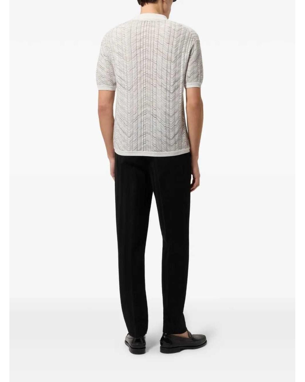 Missoni Gray Open-Knit Cotton And Viscose Polo Shirt for men