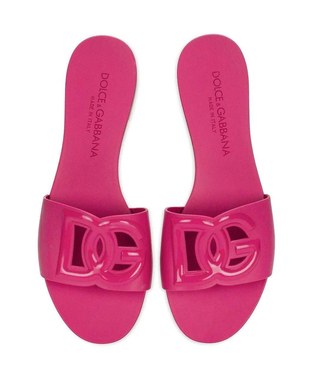 Dolce & Gabbana Pink Fuchsia Slides With Dg Logo