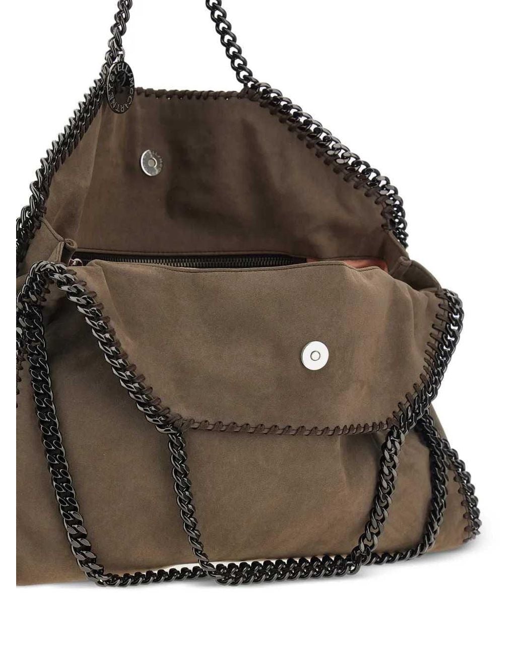 Stella McCartney Brown Falabella Chain-Trim Tote Bag