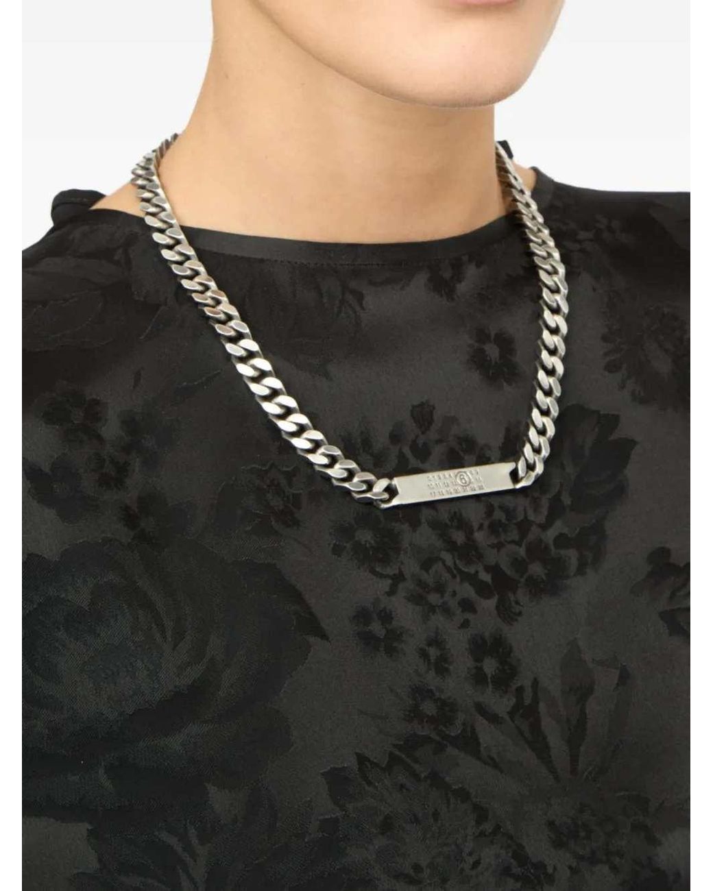 MM6 by Maison Margiela Metallic Logo Necklace for men