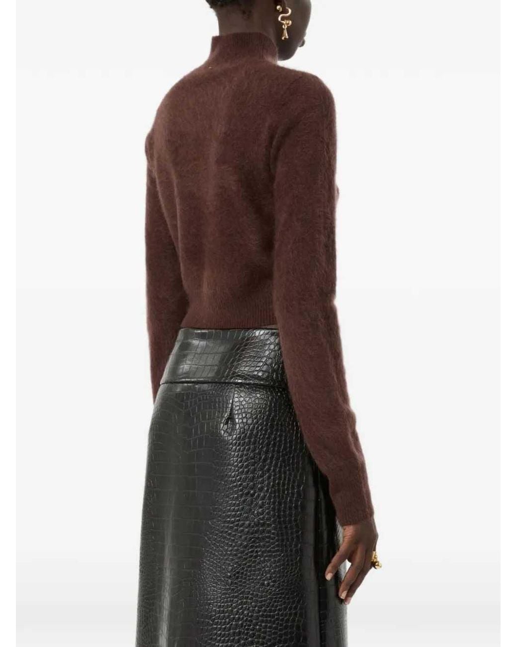 Sportmax Brown Agio Cropped Cashmere Sweater
