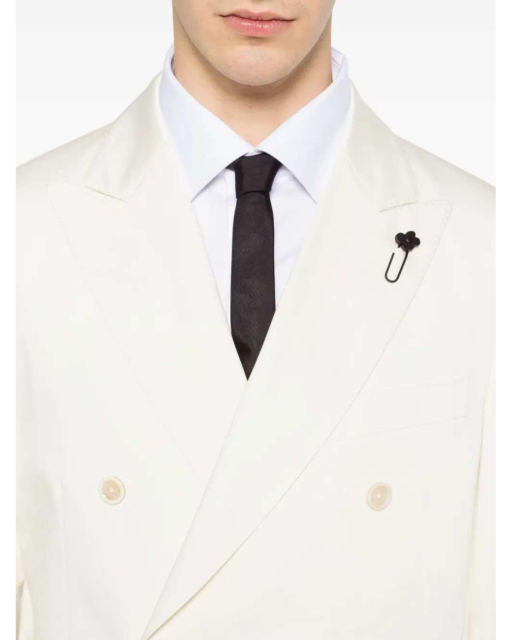 Lardini White Double-Breasted Suit for men