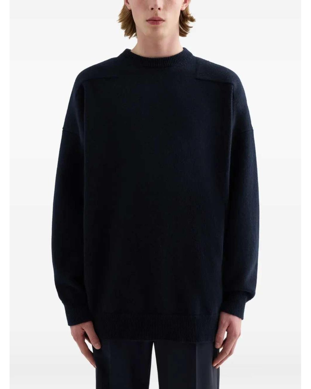 Jil Sander Blue Wool-Blend Crew-Neck Sweater for men