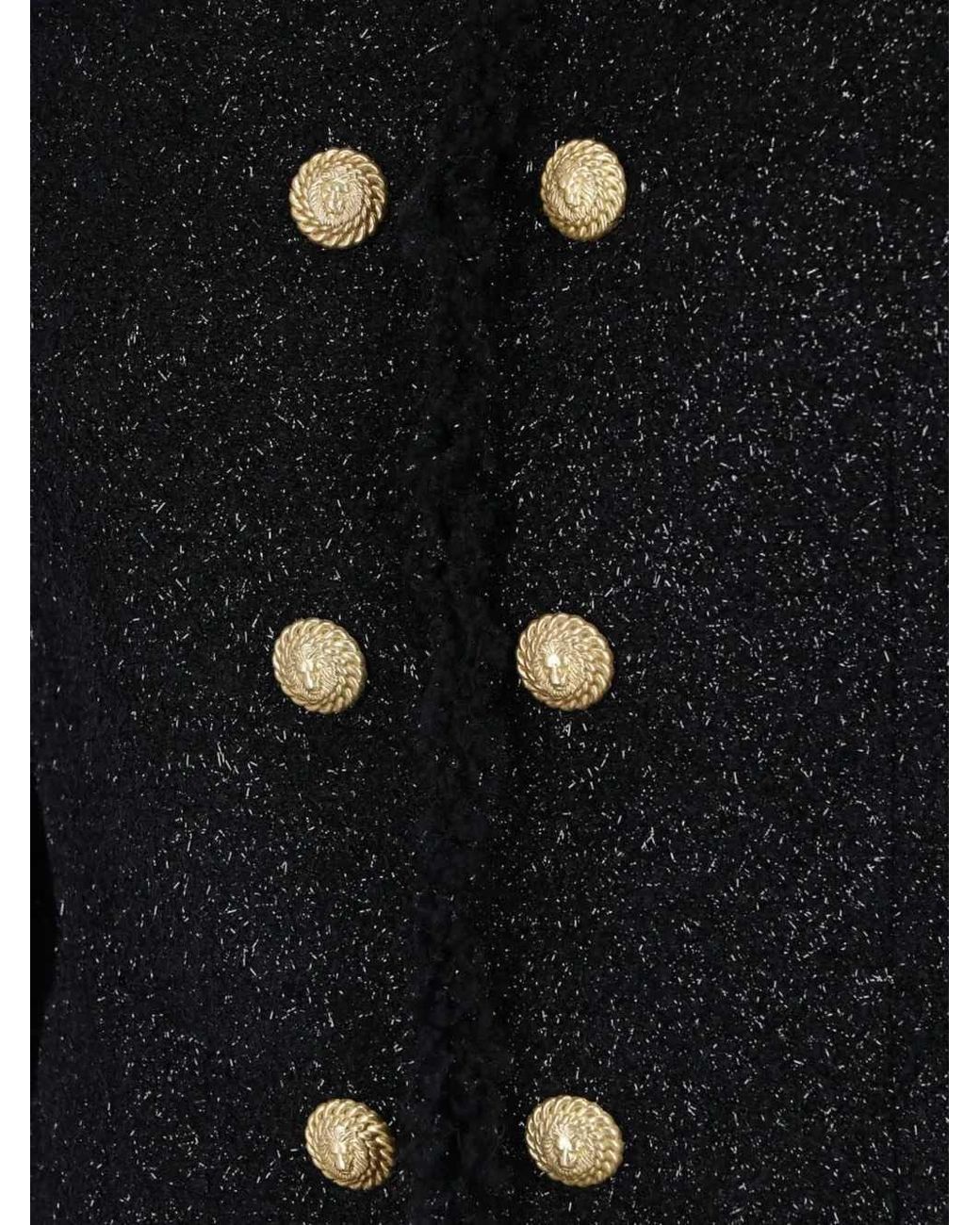 Balmain Blue Tweed Jacket With Lion-Head Buttons