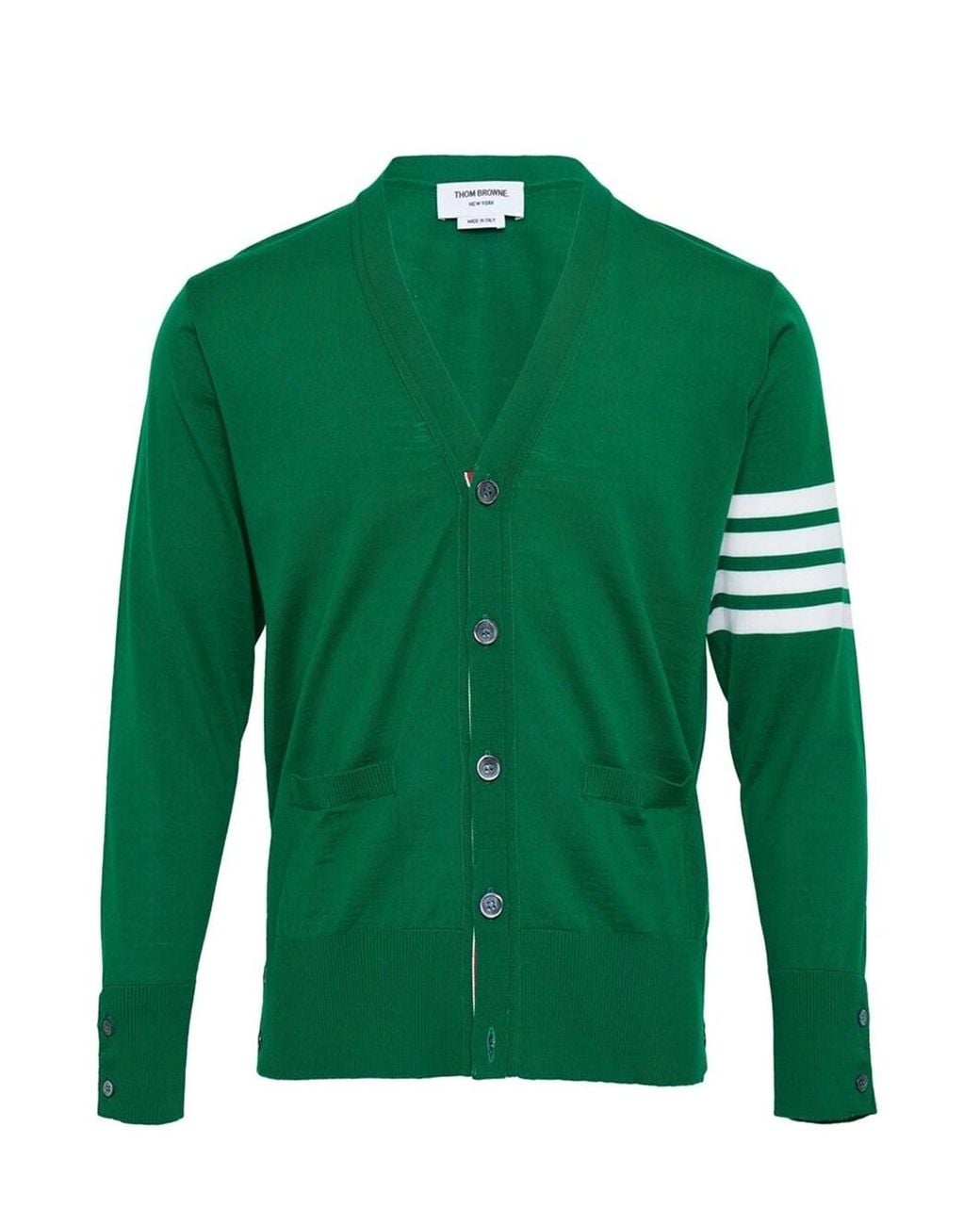 Thom Browne Green Striped Cardigan for men
