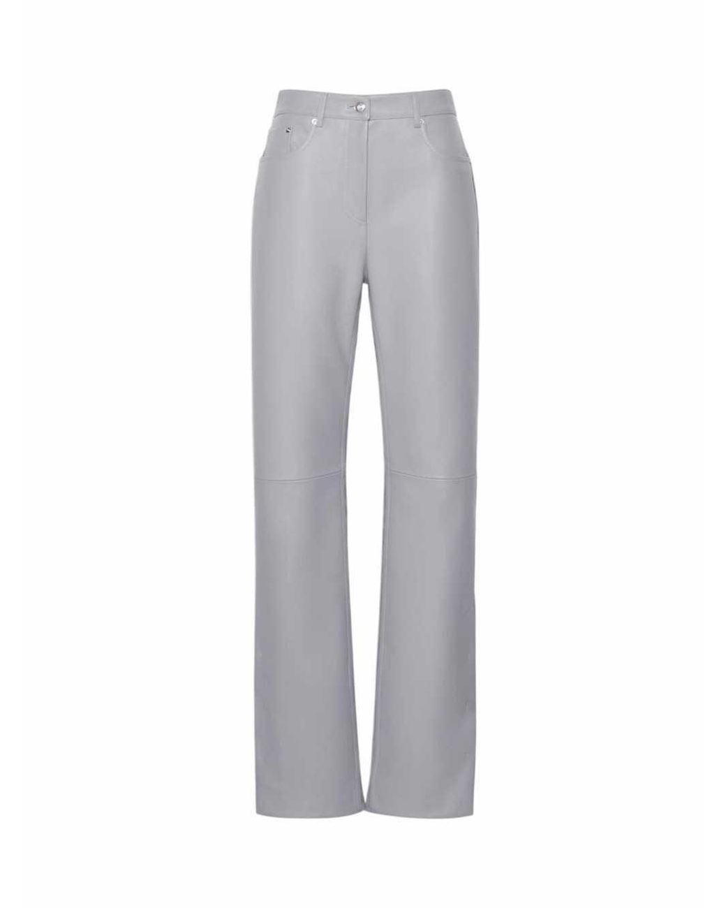 Sportmax Gray 5-Pocket Leather And Suede Trousers – Medium