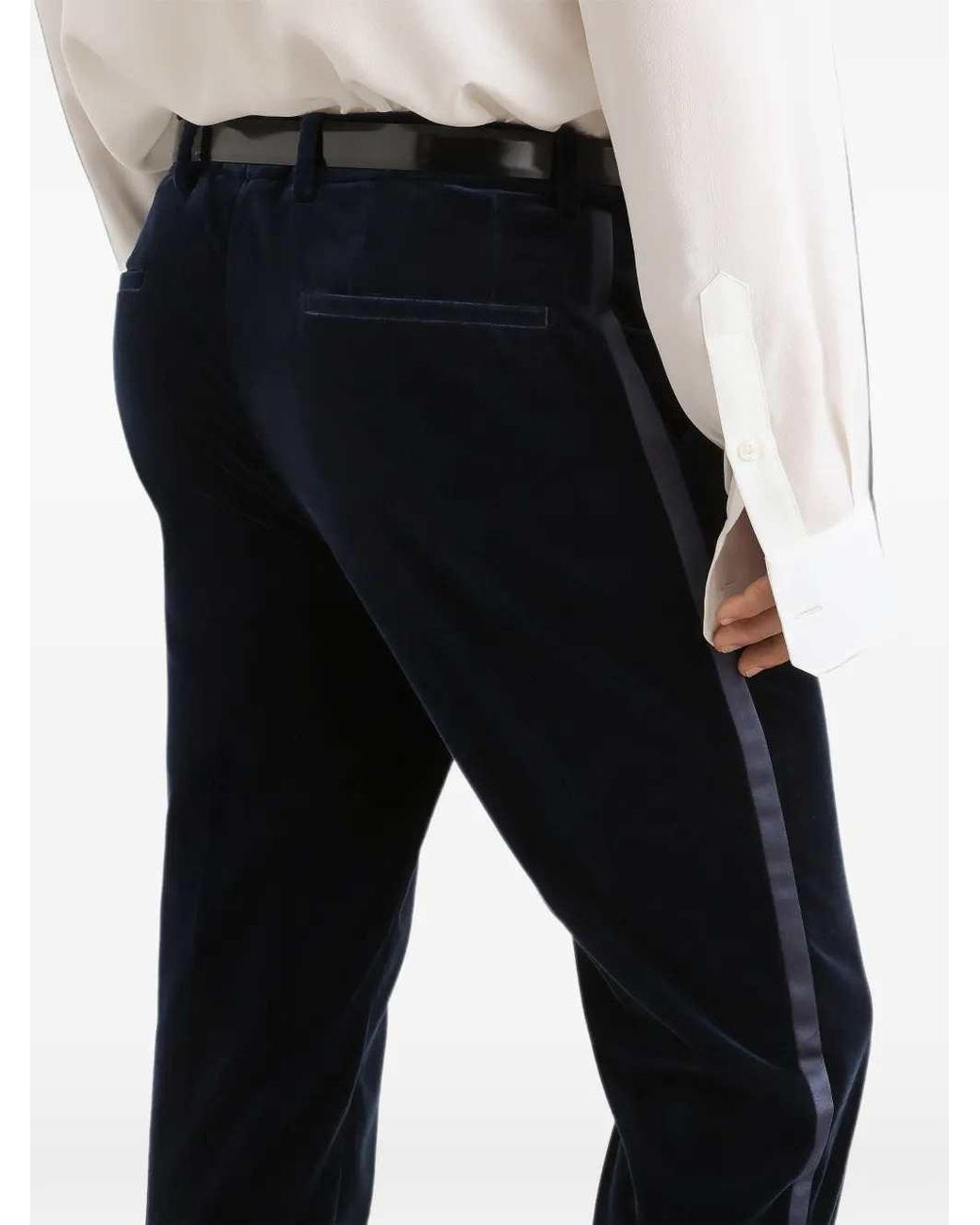 Dolce & Gabbana Blue Dolce & Gabbana Velvet Trousers for men