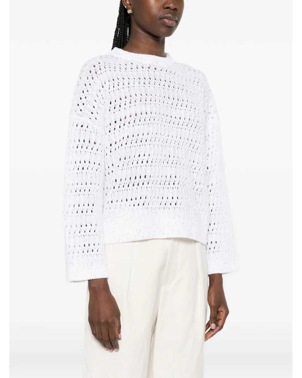 Brunello Cucinelli White Crewneck Sweater