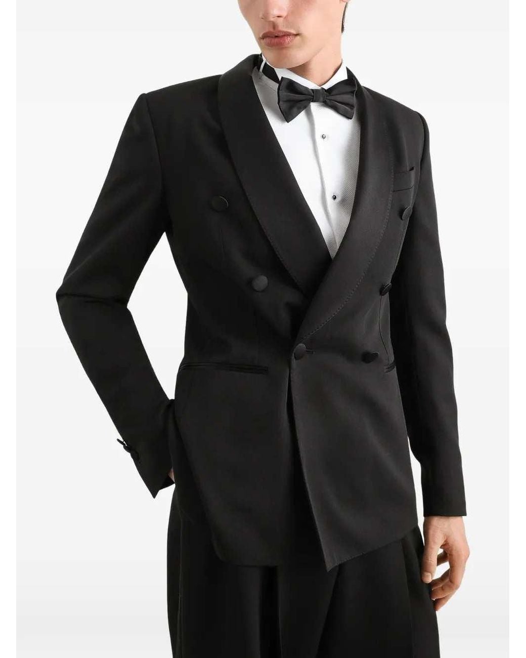 Dolce & Gabbana Black Double-Breasted Techno Gabardine Jacket for men