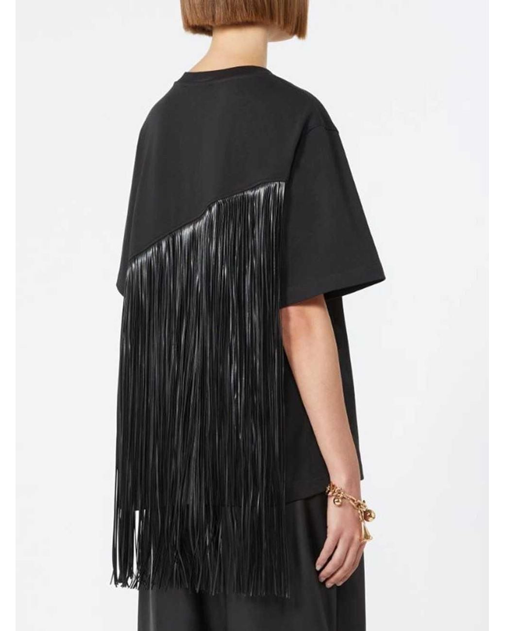 Sportmax Black T-Shirt With Fringe Details