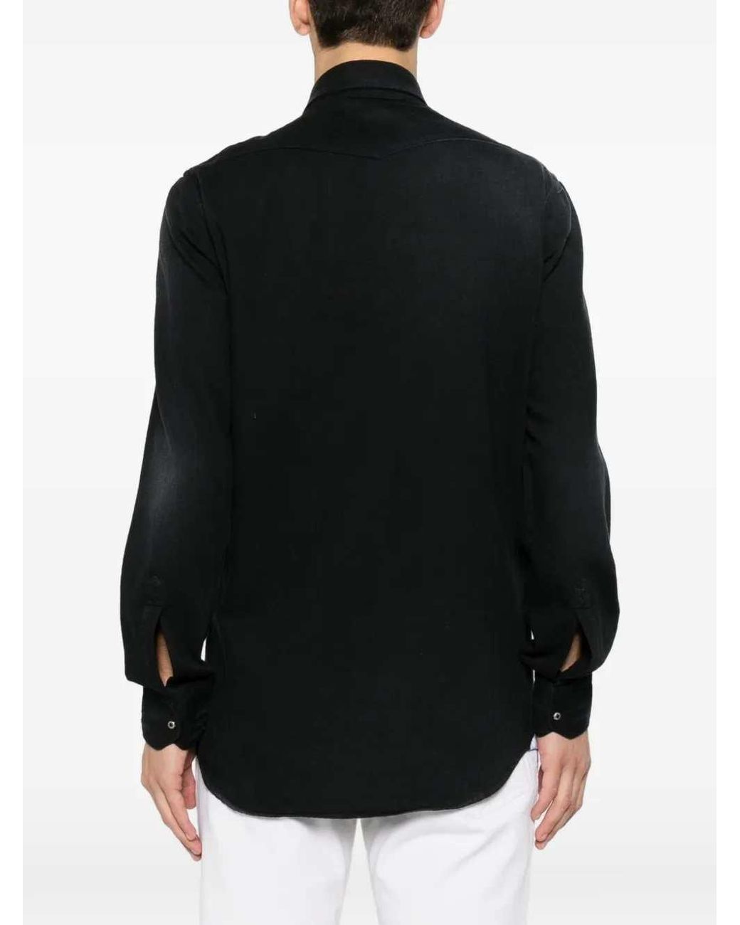 Sartorio Napoli Black Shirt With Buttons for men