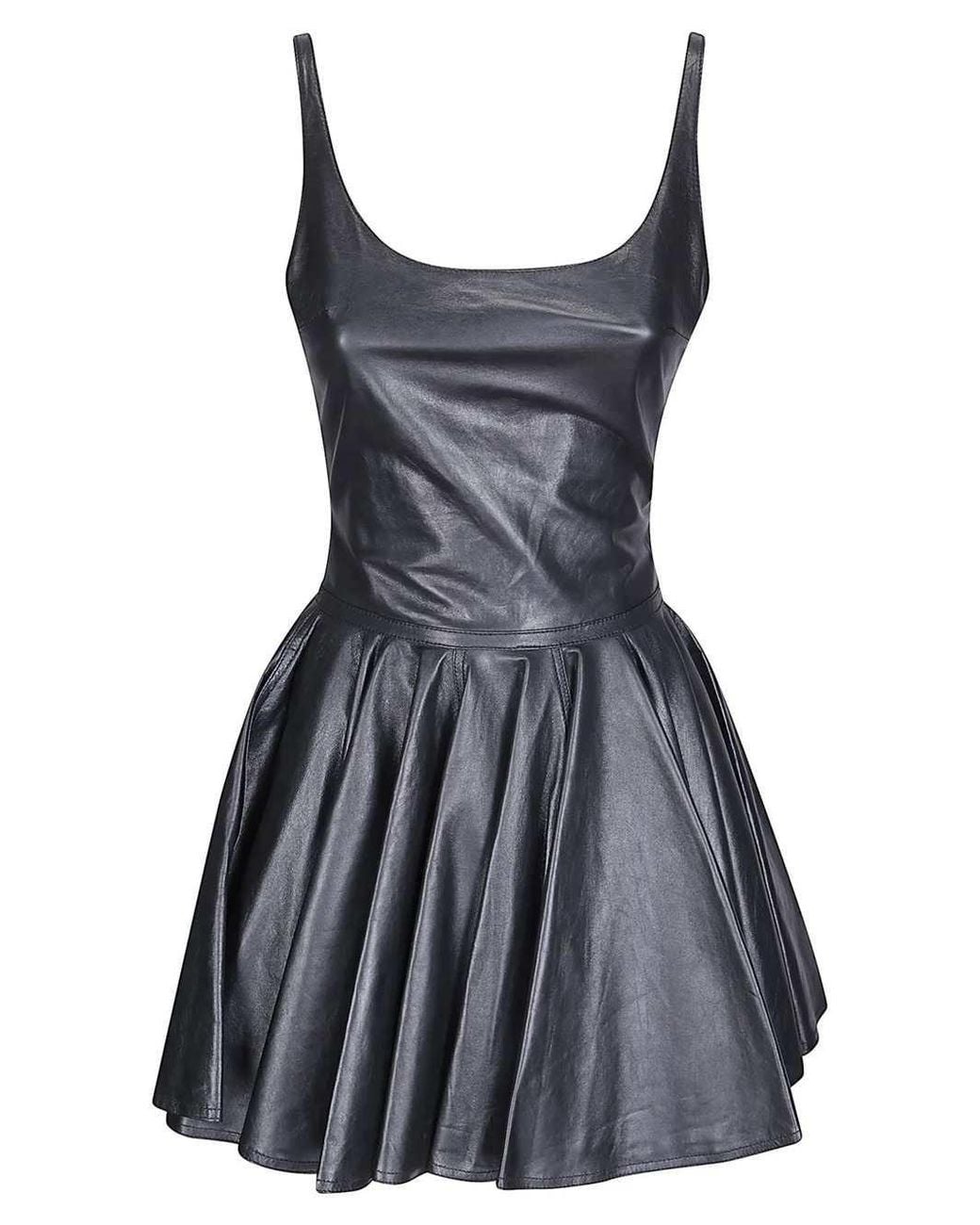 Haikure Black Lucrezia Silky Leather Mini Dress