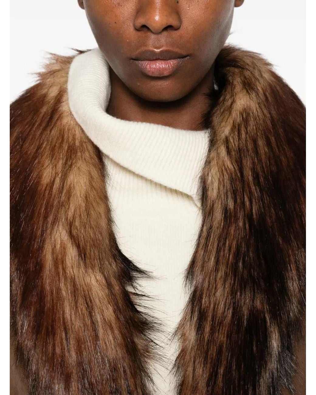 MM6 by Maison Margiela Brown Faux-Fur Collar Jacket