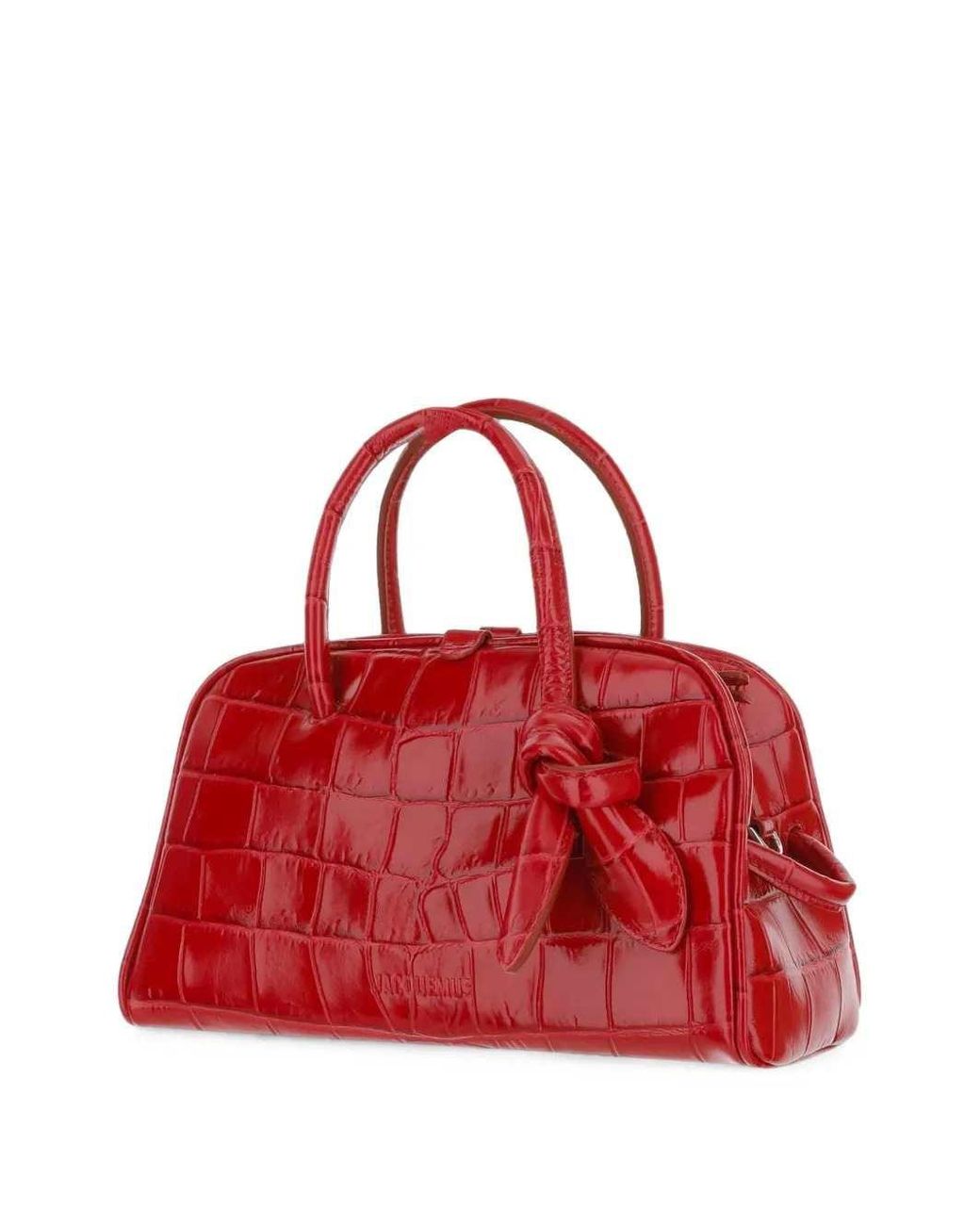 Jacquemus Red Crocodile-Effect Clutch