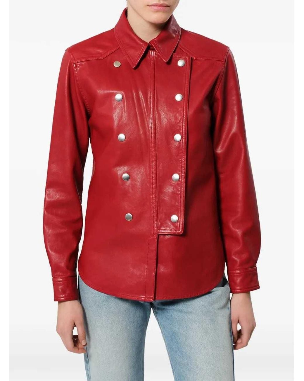Isabel Marant Red Marant Valdy Snap-Button Leather Shirt