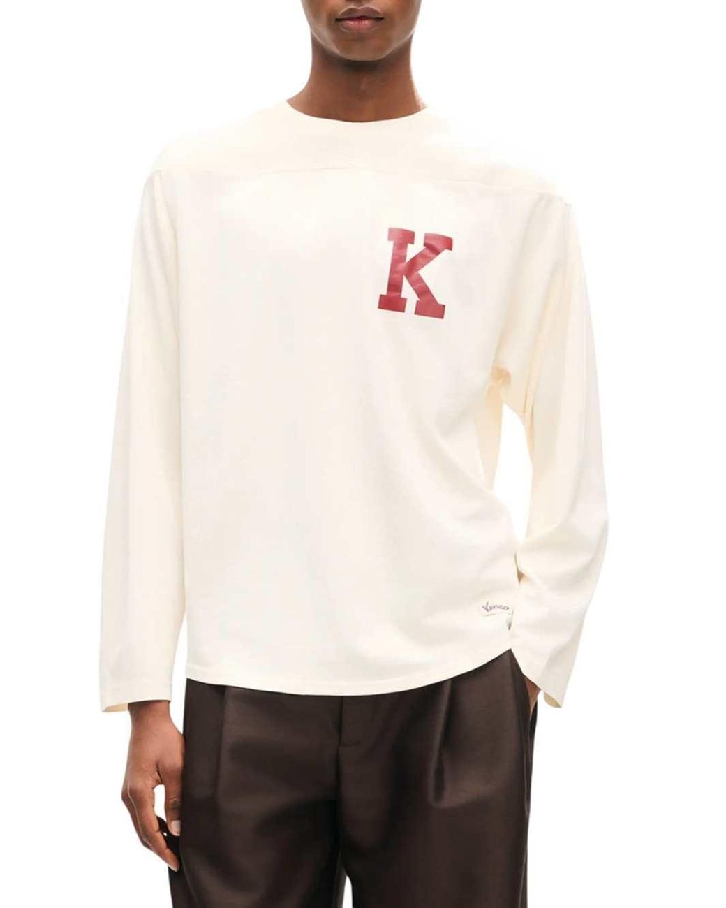 KENZO White Varsity' Long-Sleeve Cotton T-Shirt for men