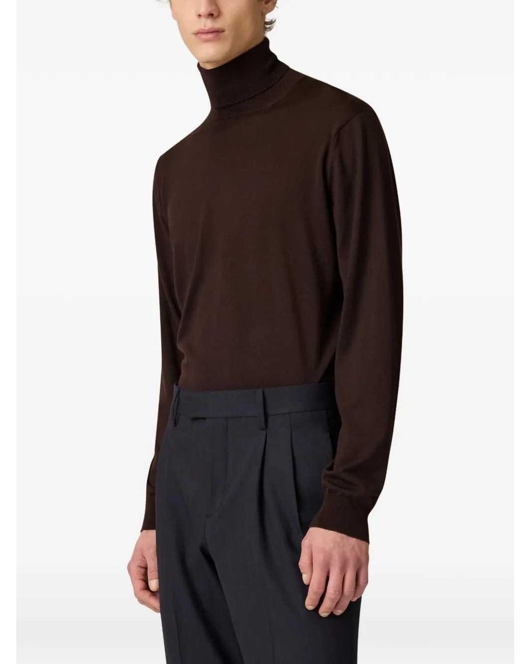 Lardini Brown Wool Turtleneck Sweater for men