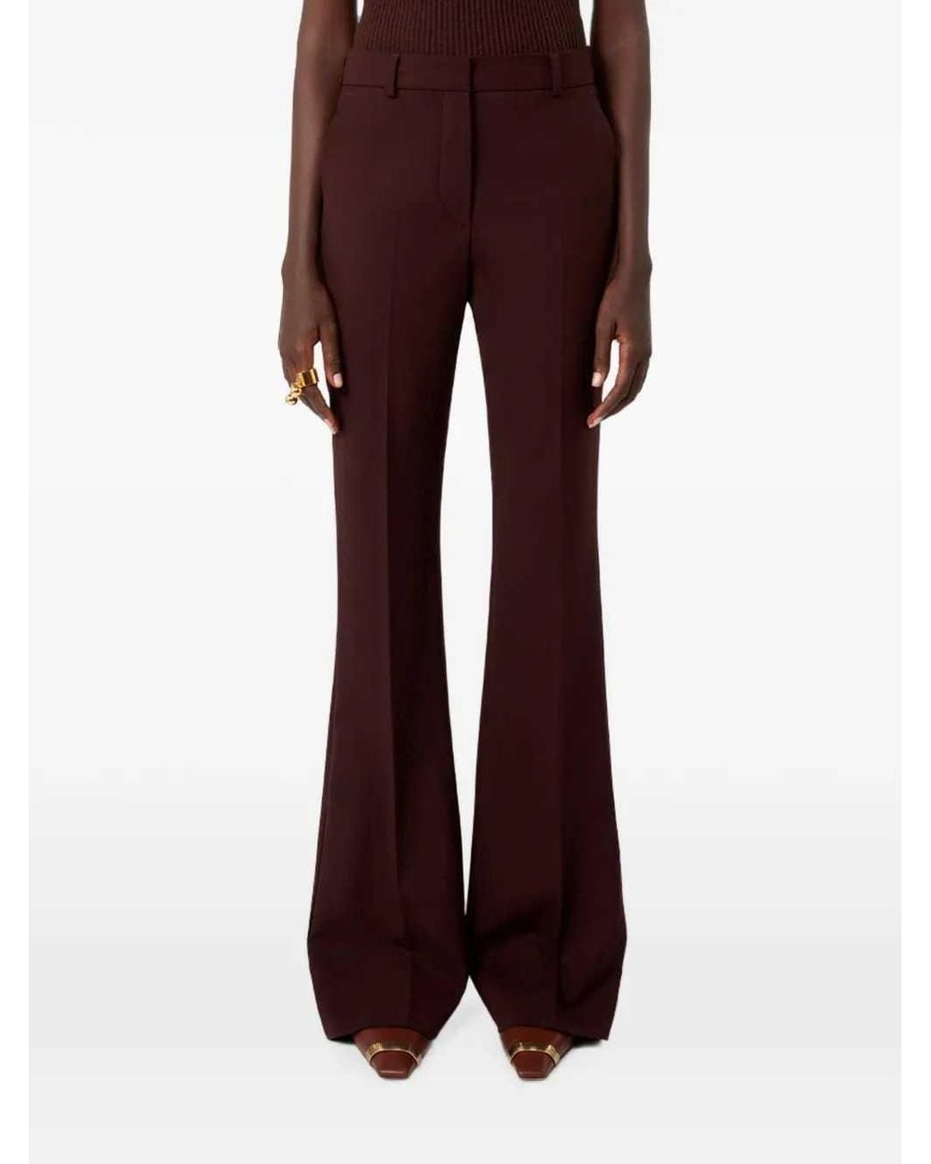 Sportmax Purple Flared Trousers With Pressed Crease