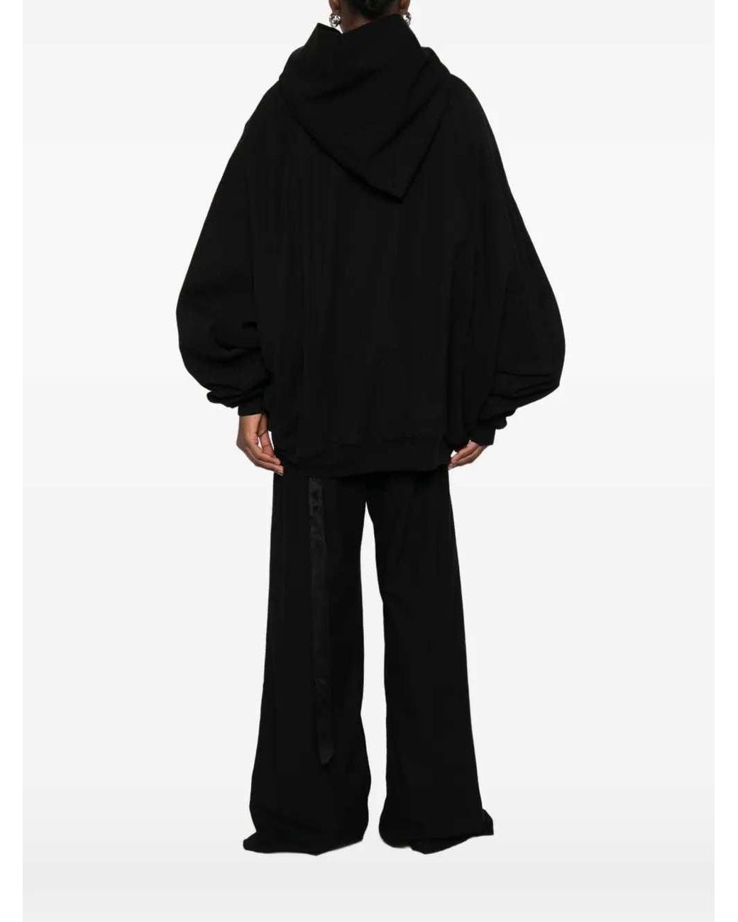 Rick Owens Black Hooded Mountain Jacket With Asymmetric Zip