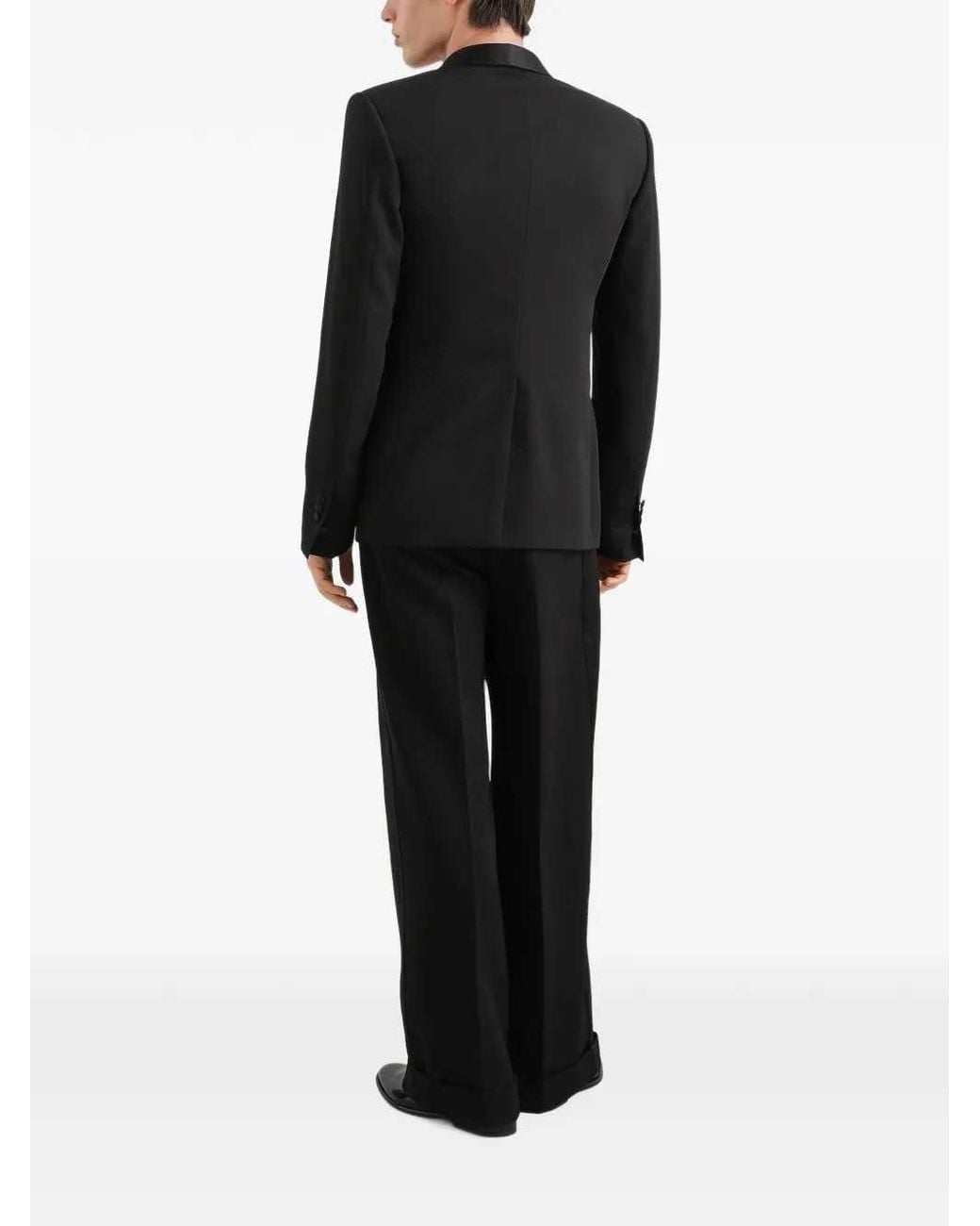 Dolce & Gabbana Black Double-Breasted Techno Gabardine Jacket for men
