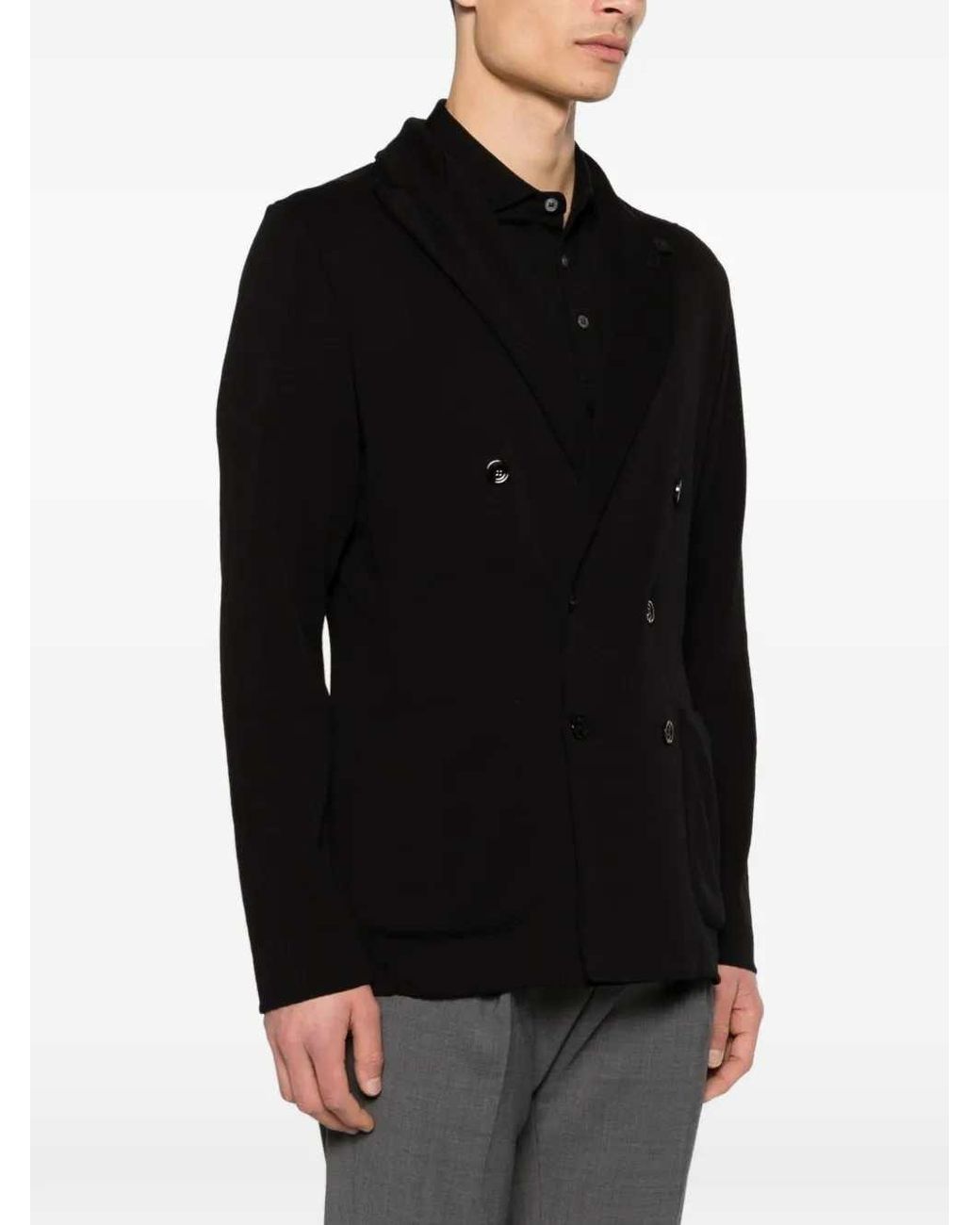 Lardini Black Double-Breasted Jacket for men