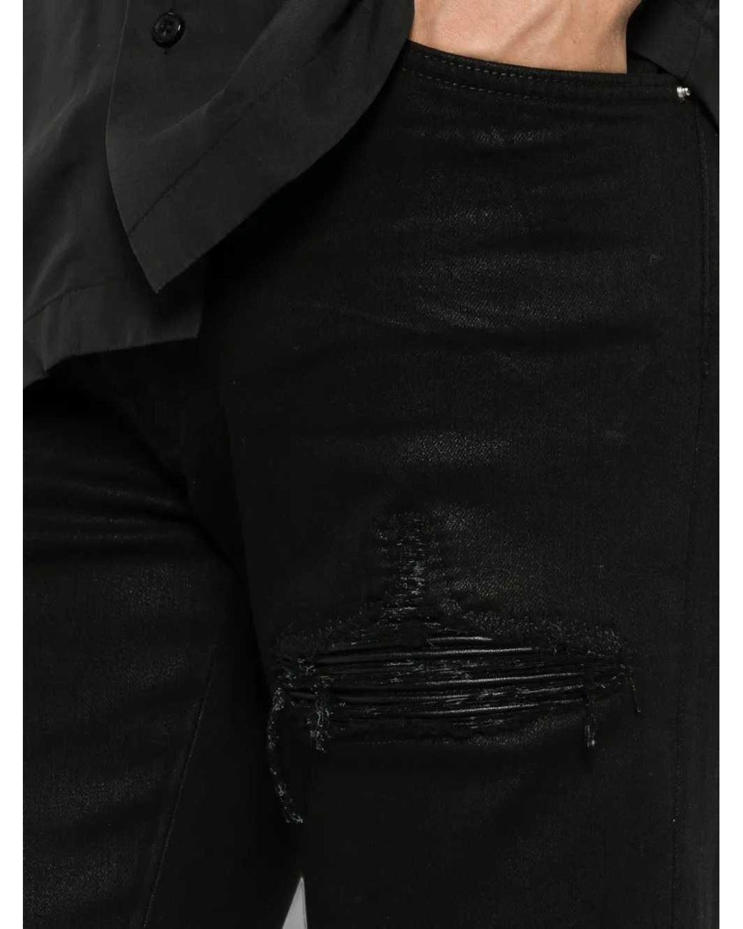 Amiri Black Distressed-Effect Jeans for men