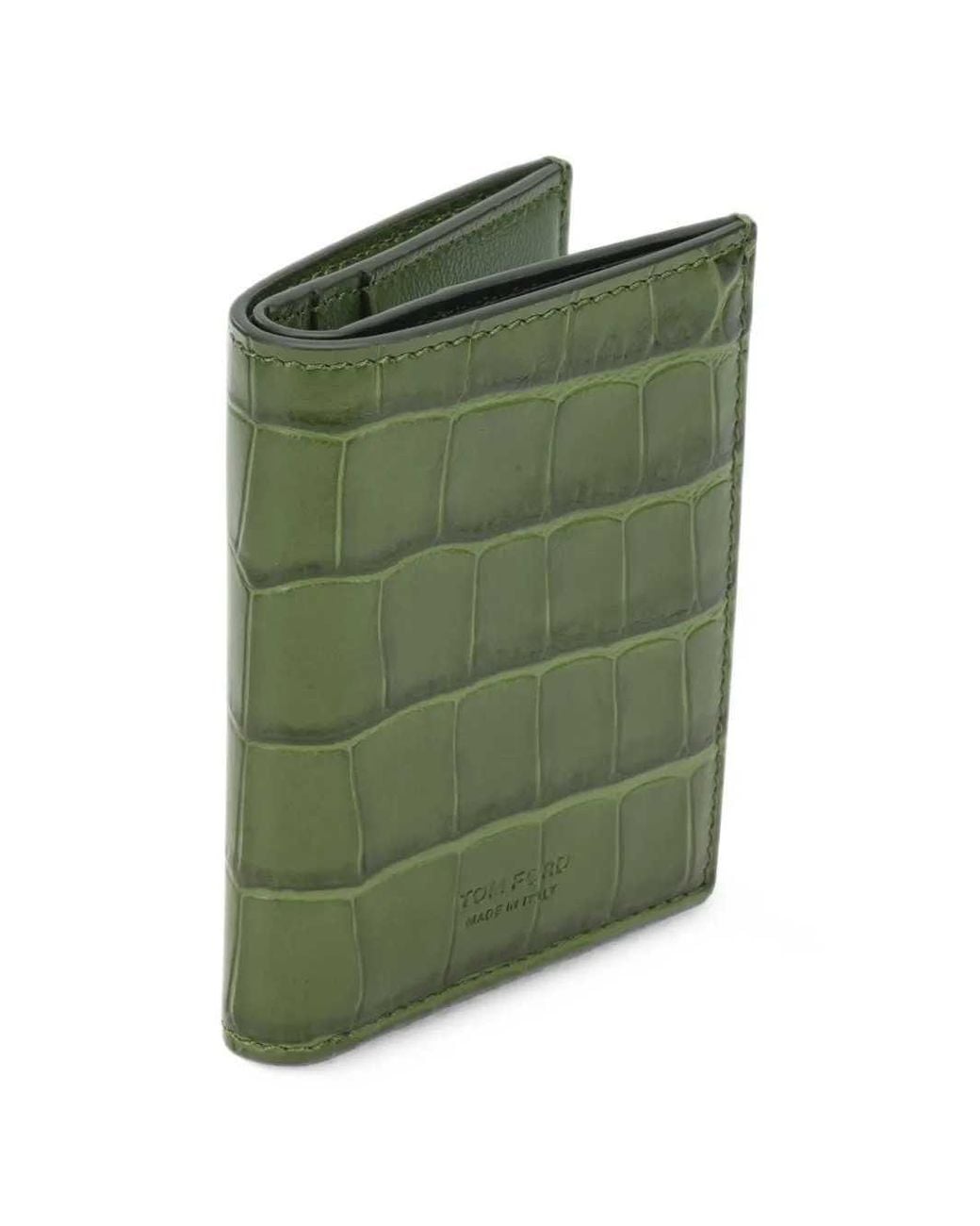 Tom Ford Green Crocodile-Effect Wallet for men