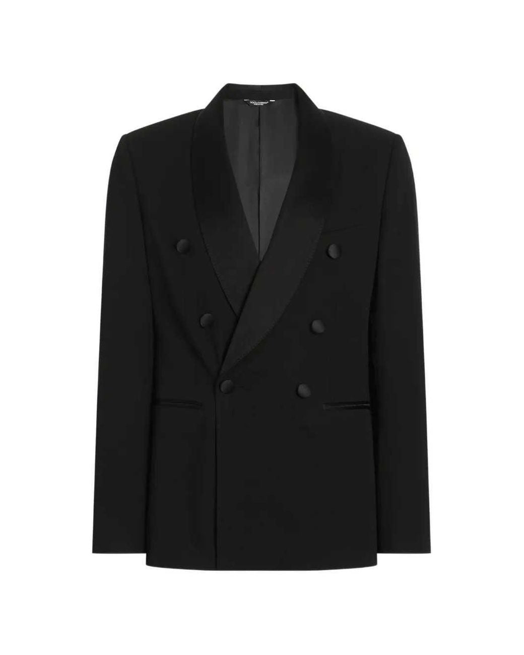 Dolce & Gabbana Black Double-Breasted Techno Gabardine Jacket for men
