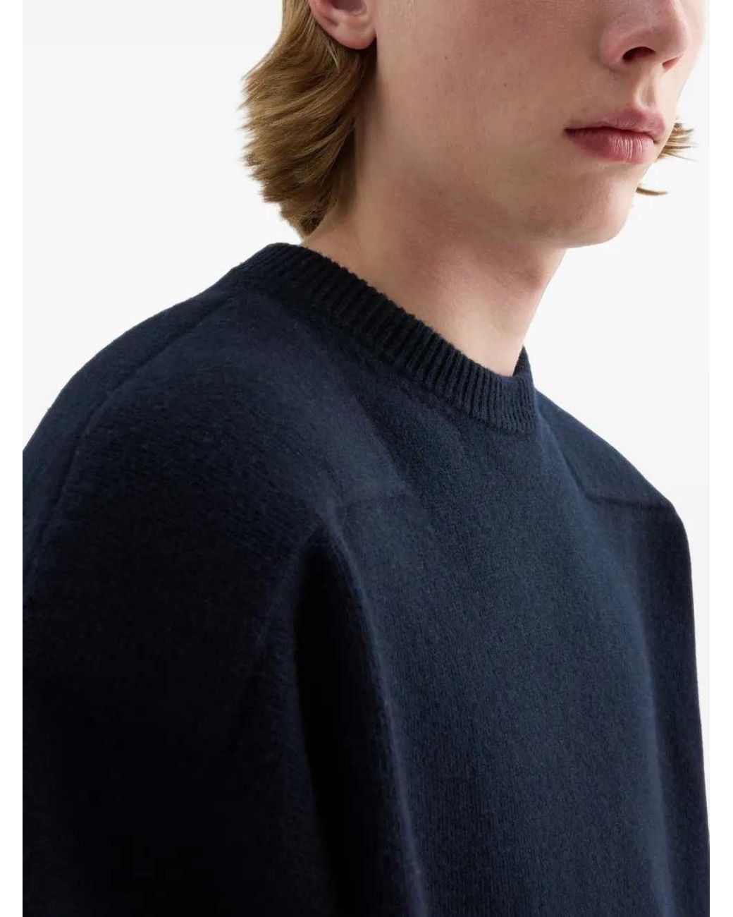 Jil Sander Blue Wool-Blend Crew-Neck Sweater for men