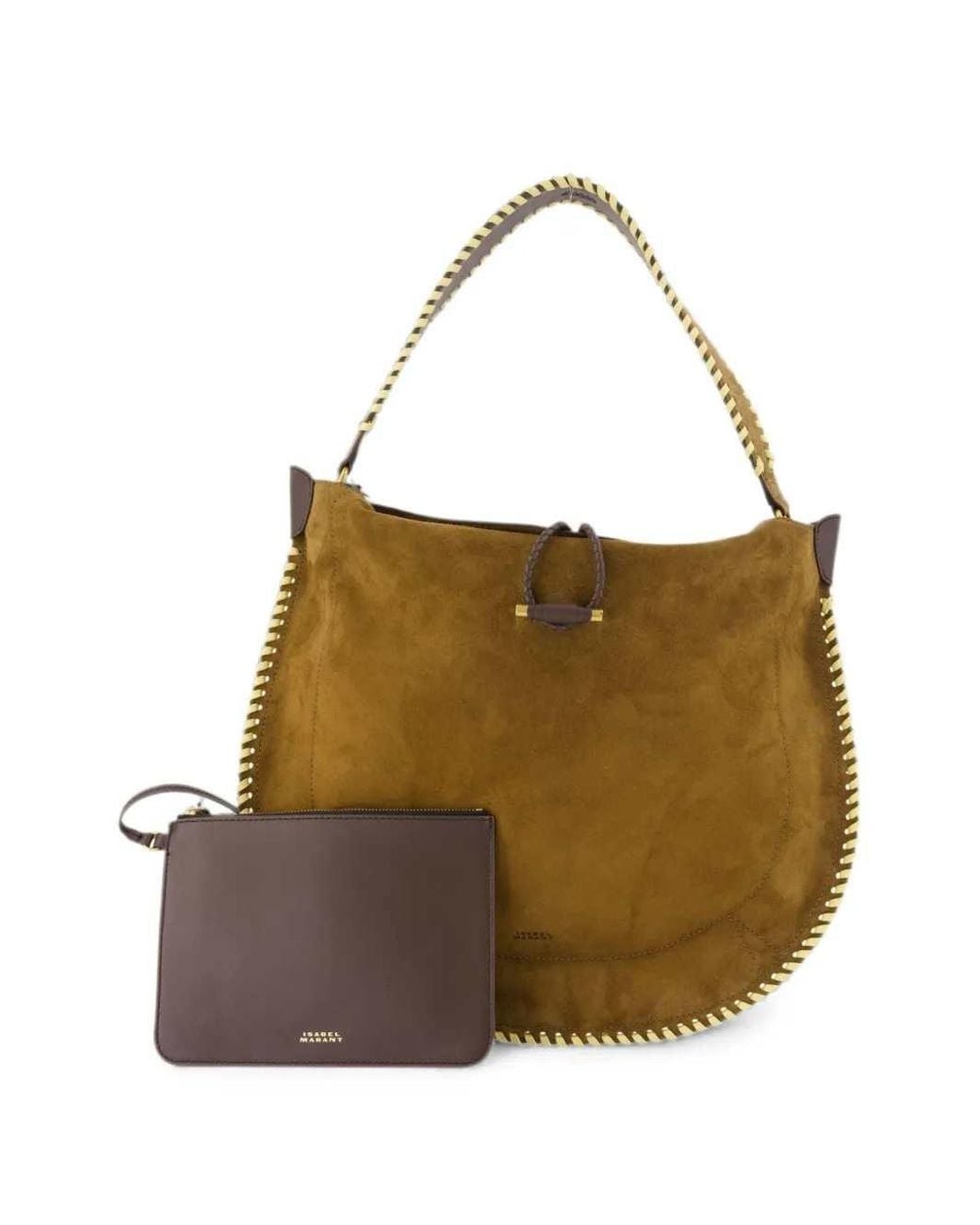 Isabel Marant Natural Oskan Shoulder Bag With Soft Stitching