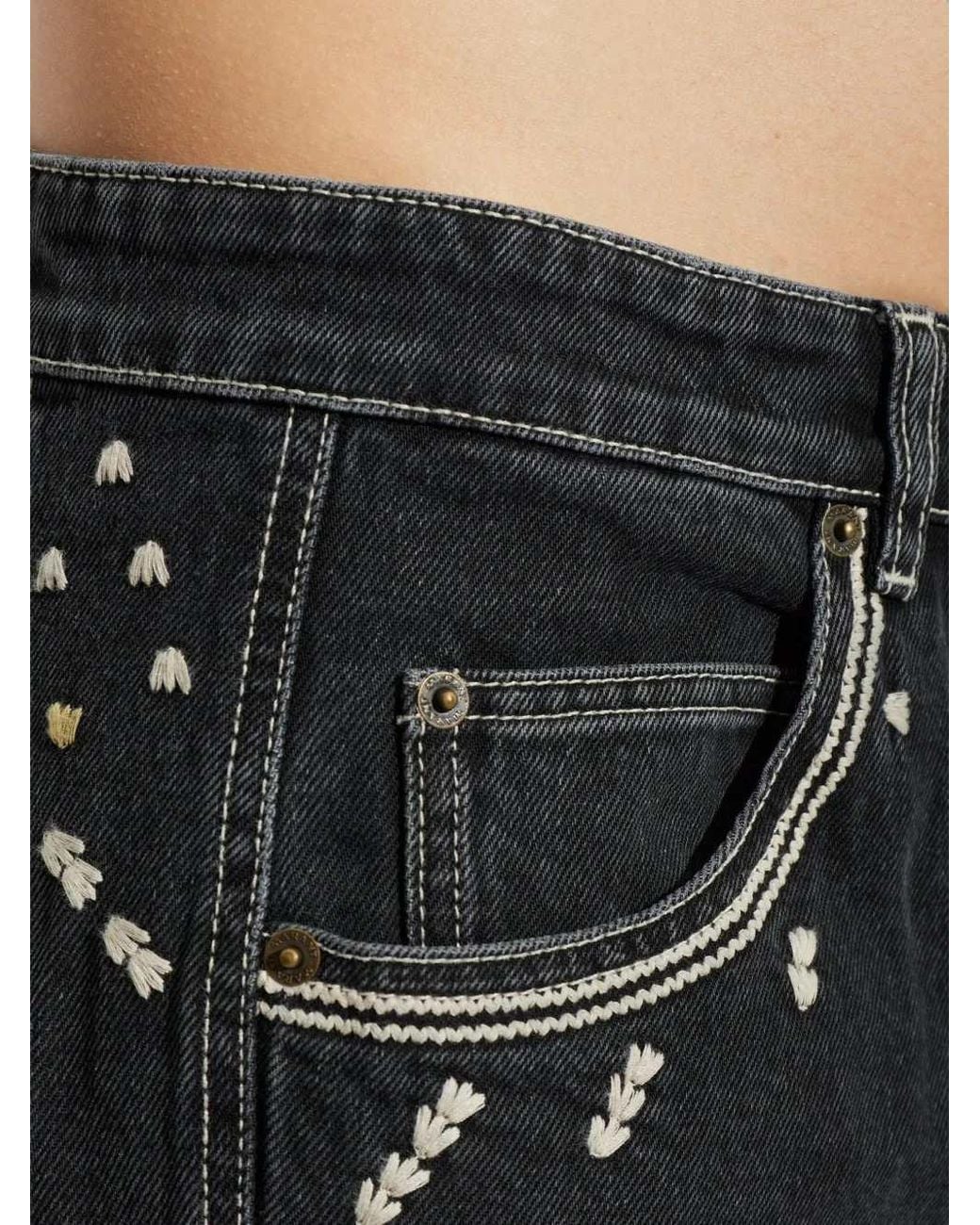 Isabel Marant Black Jorian Embroidered Jeans for men