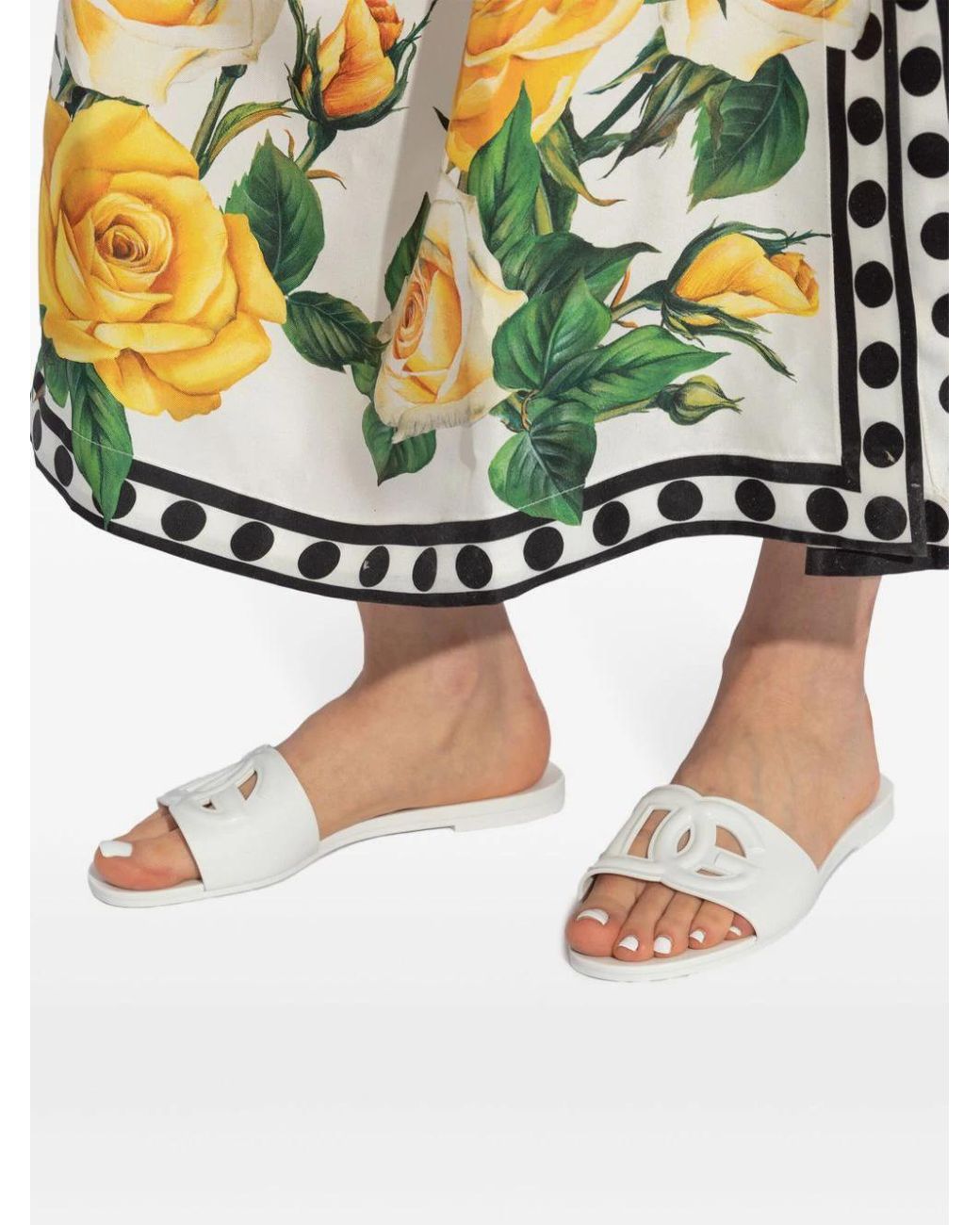 Dolce & Gabbana White Slide Sandals