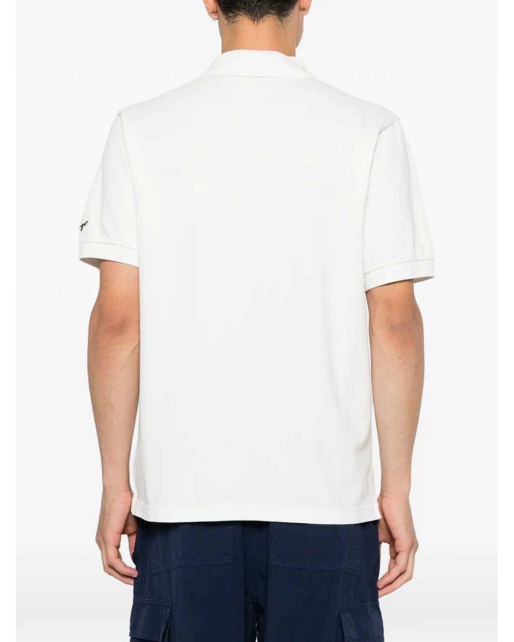 KENZO White Tiger-Patch Polo Shirt for men
