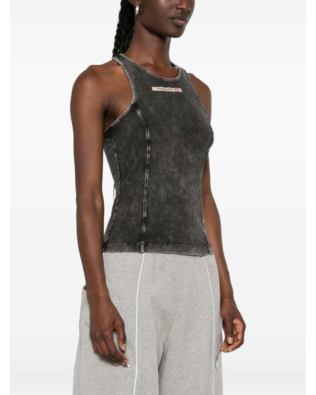 DIESEL Black Irene Top With Appliqué