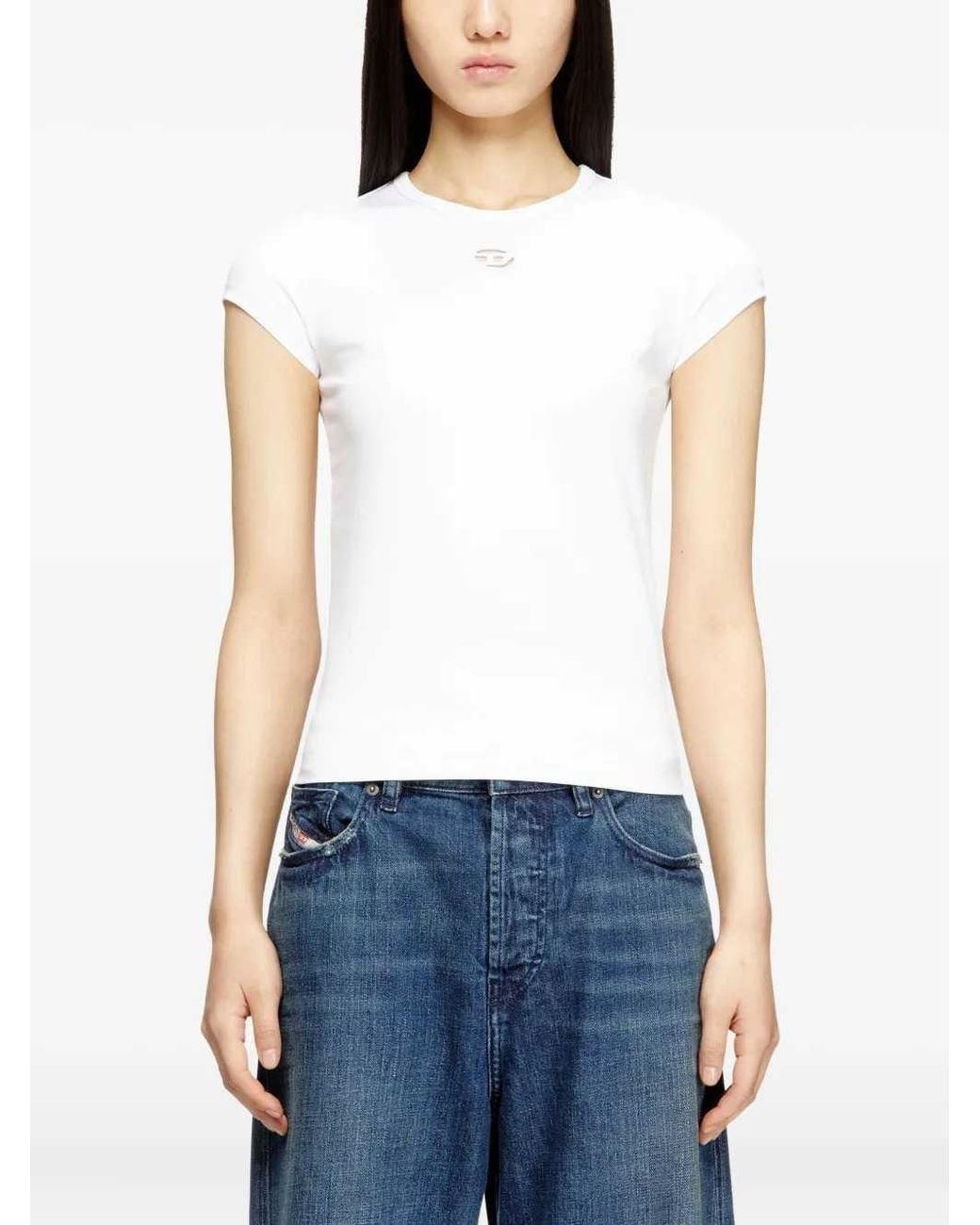 DIESEL White T-Angie Embroidered T-Shirt