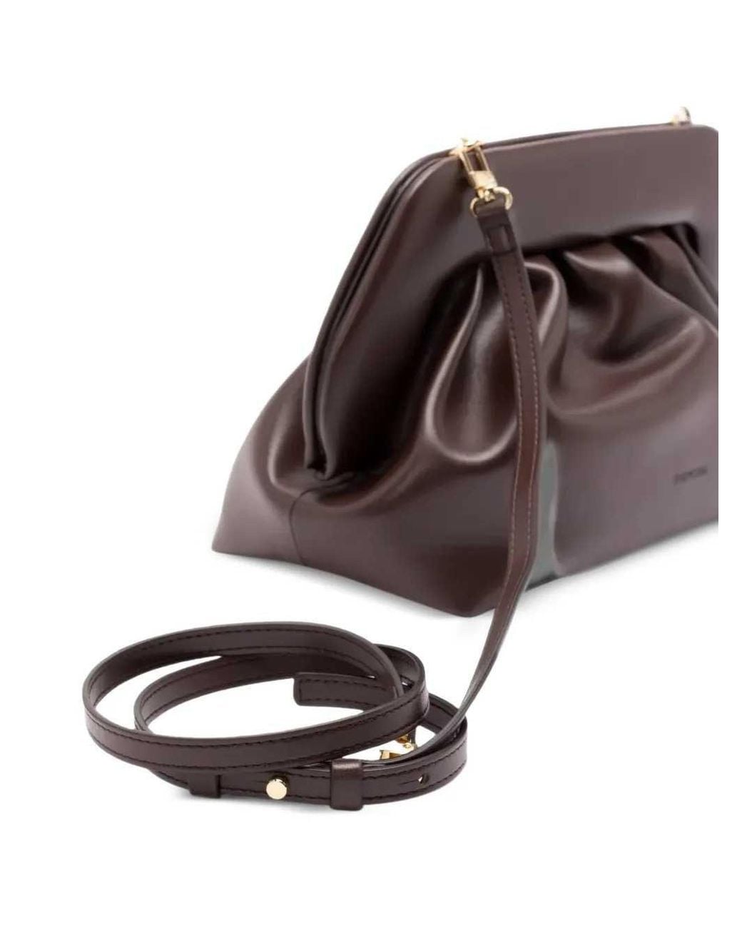 THEMOIRÈ Brown Bios Ruched Clutch Bag