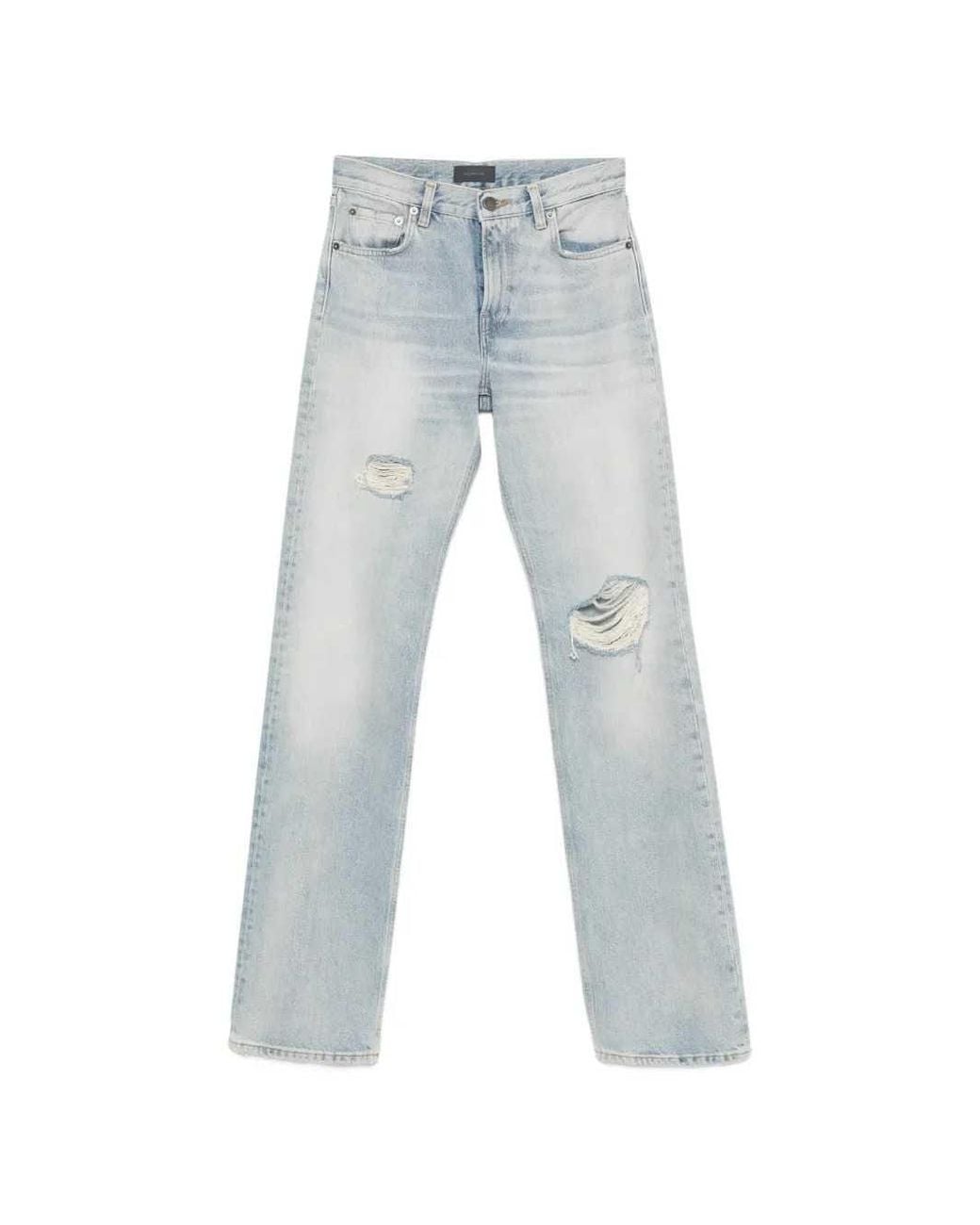 Haikure Blue Distressed-Effect Straight-Leg Jeans