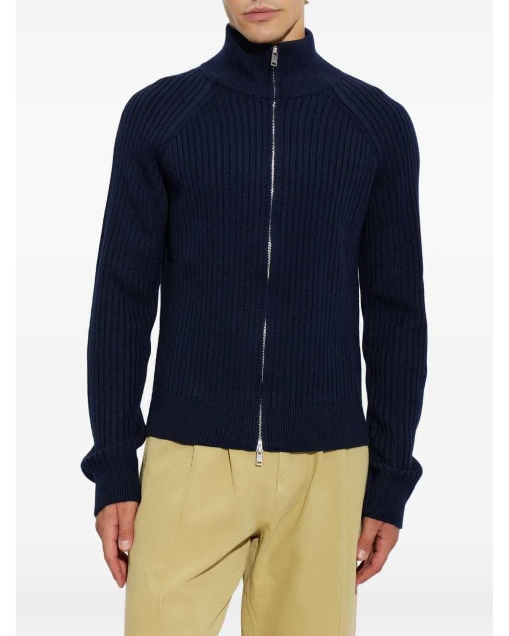 Isabel Marant Blue Ribbed Zip-Up Cardigan for men