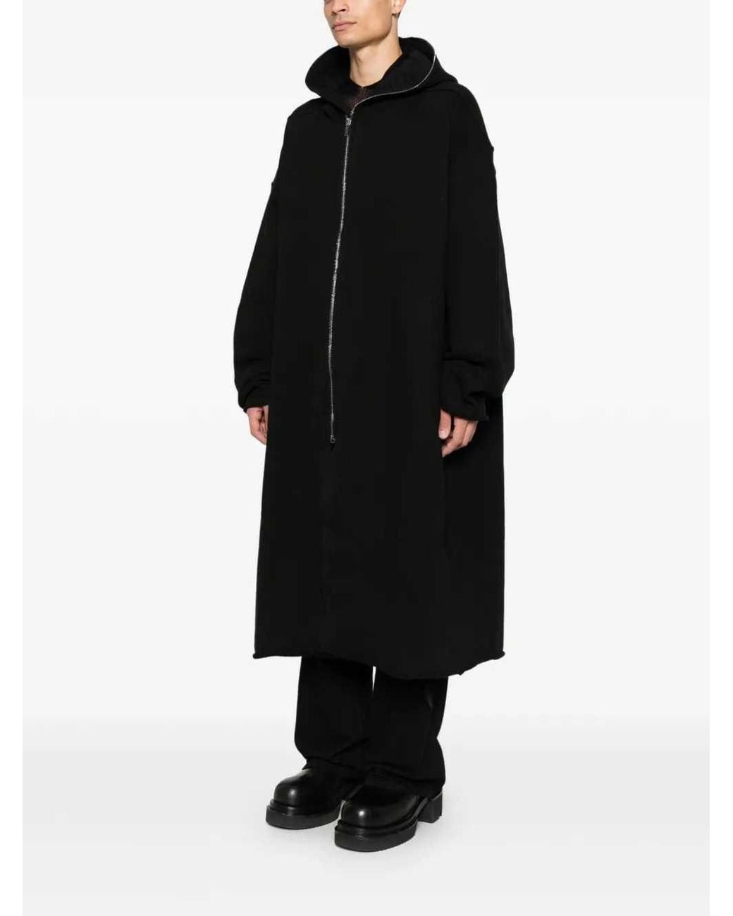 Rick Owens Black Zip-Up Hooded Jacket for men