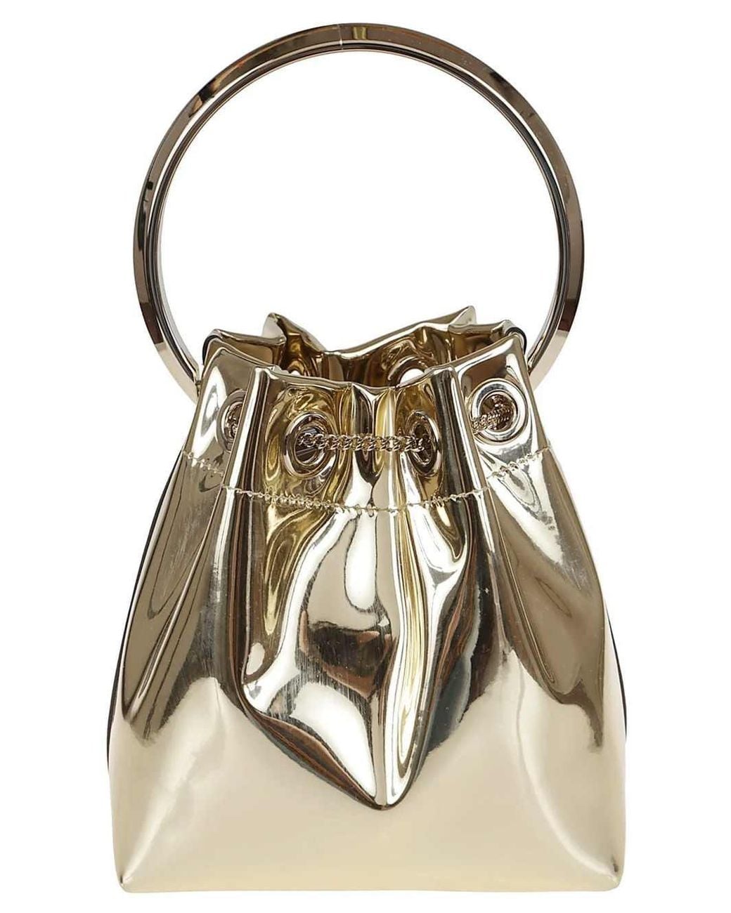 Jimmy Choo Metallic Bon Bon Drawstring Bucket Bag